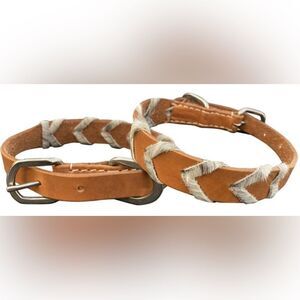 Showman Couture Argentina Cow leather 1" dog collar with hair on cowhide lacing